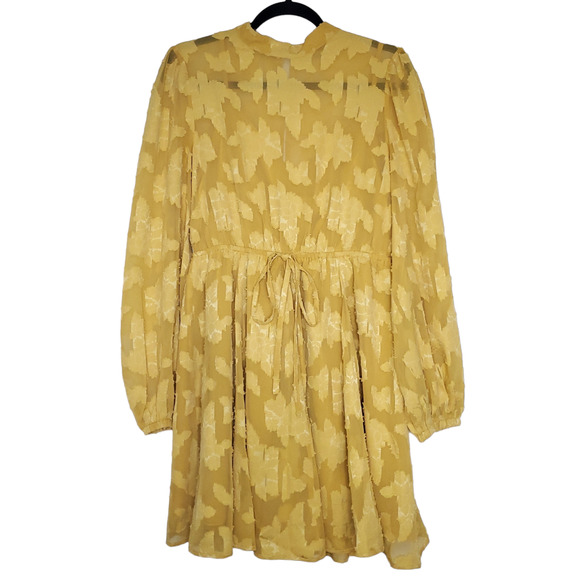 Asos Design High Neck Long Sleeve Mini Dress Mustard Gold Yellow US 8 - Picture 1 of 10